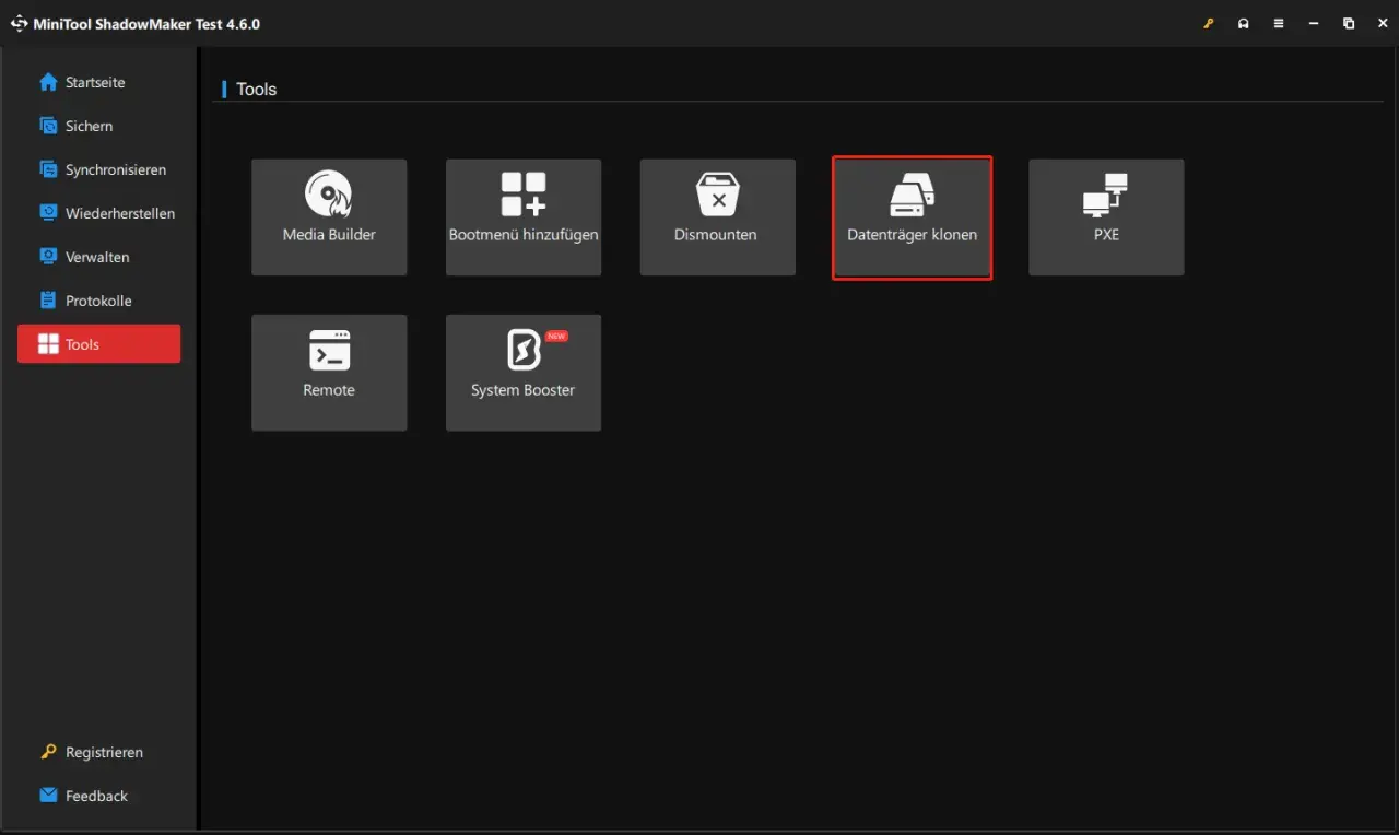 MiniTool ShadowMaker bietet eine hervorragende Clonezilla-Alternative mit der Funktion "Datenträger klonen" für einfache Systemkopien.