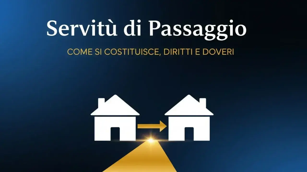 Servitù di passaggio su strada privata: due case collegate da un percorso dorato.