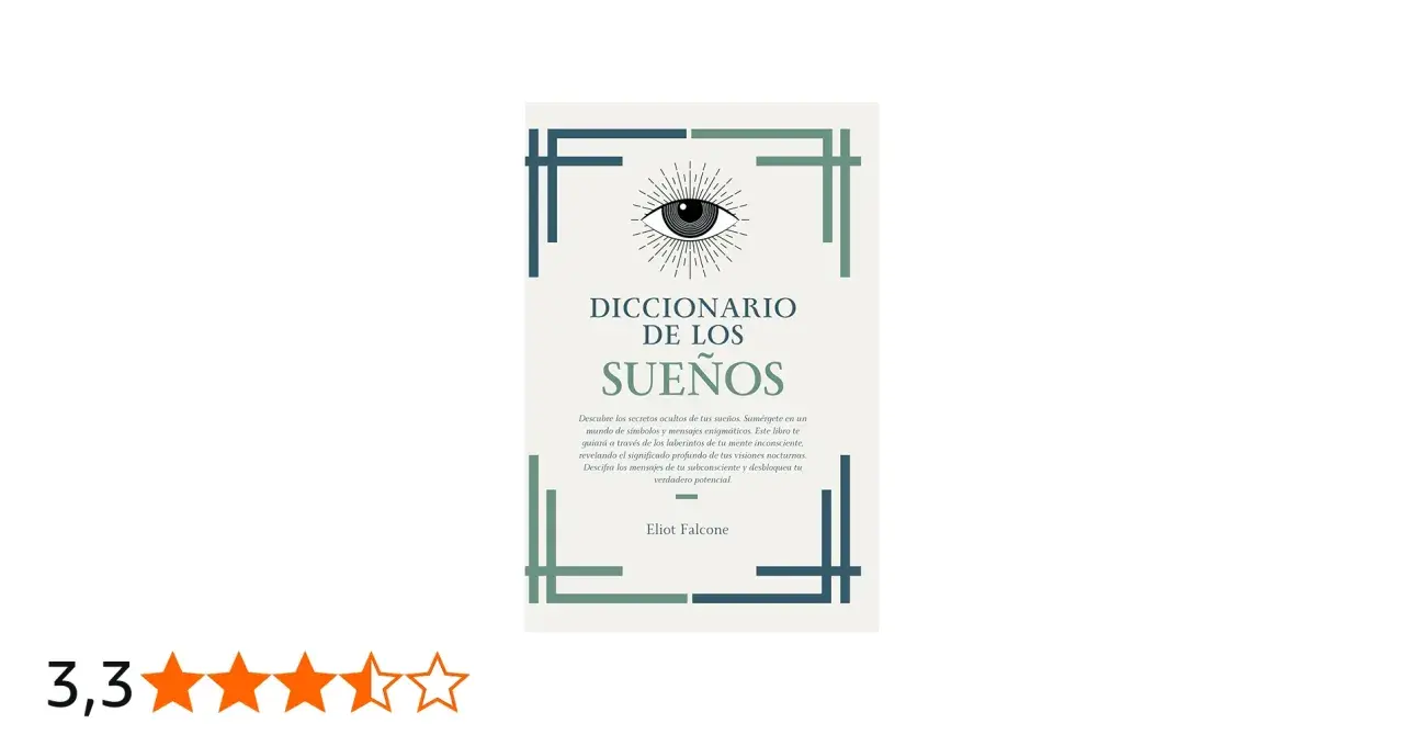 Portada de "Diccionario de los Sueños" con un ojo estilizado y texto que invita a descifrar mensajes del subconsciente.