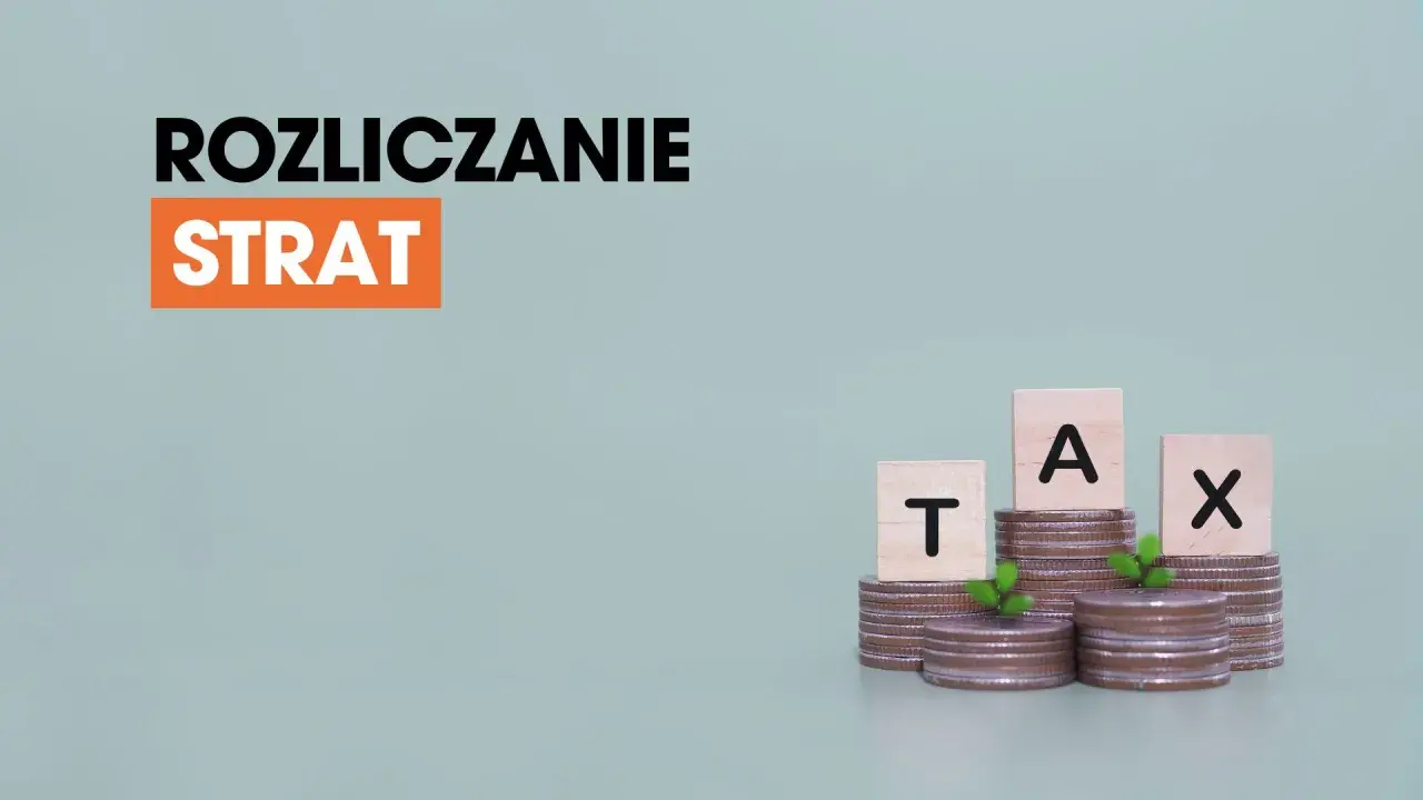Rozliczanie strat z lat ubiegłych. Stosy monet z literami T, A, X.