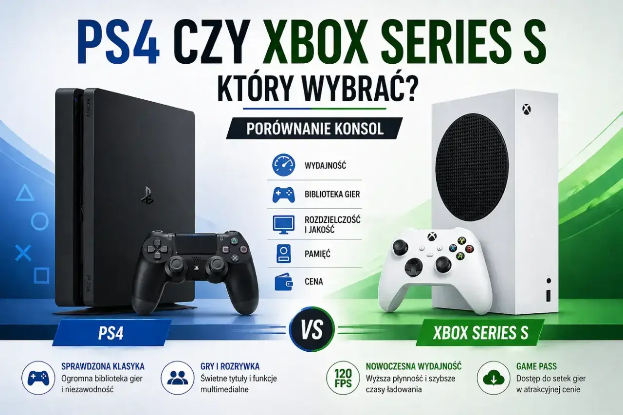 Porównanie PS4 i Xbox Series S: co lepsze? Konsola PlayStation 4 kontra Xbox Series S, porównanie wydajności, gier i ceny.