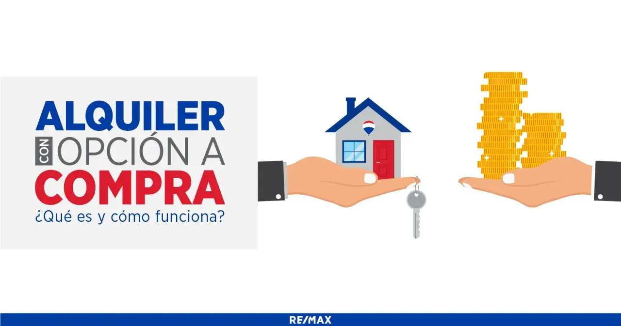 Manos intercambian casa con llave por monedas, ilustrando el concepto de alquiler con opción a compra.