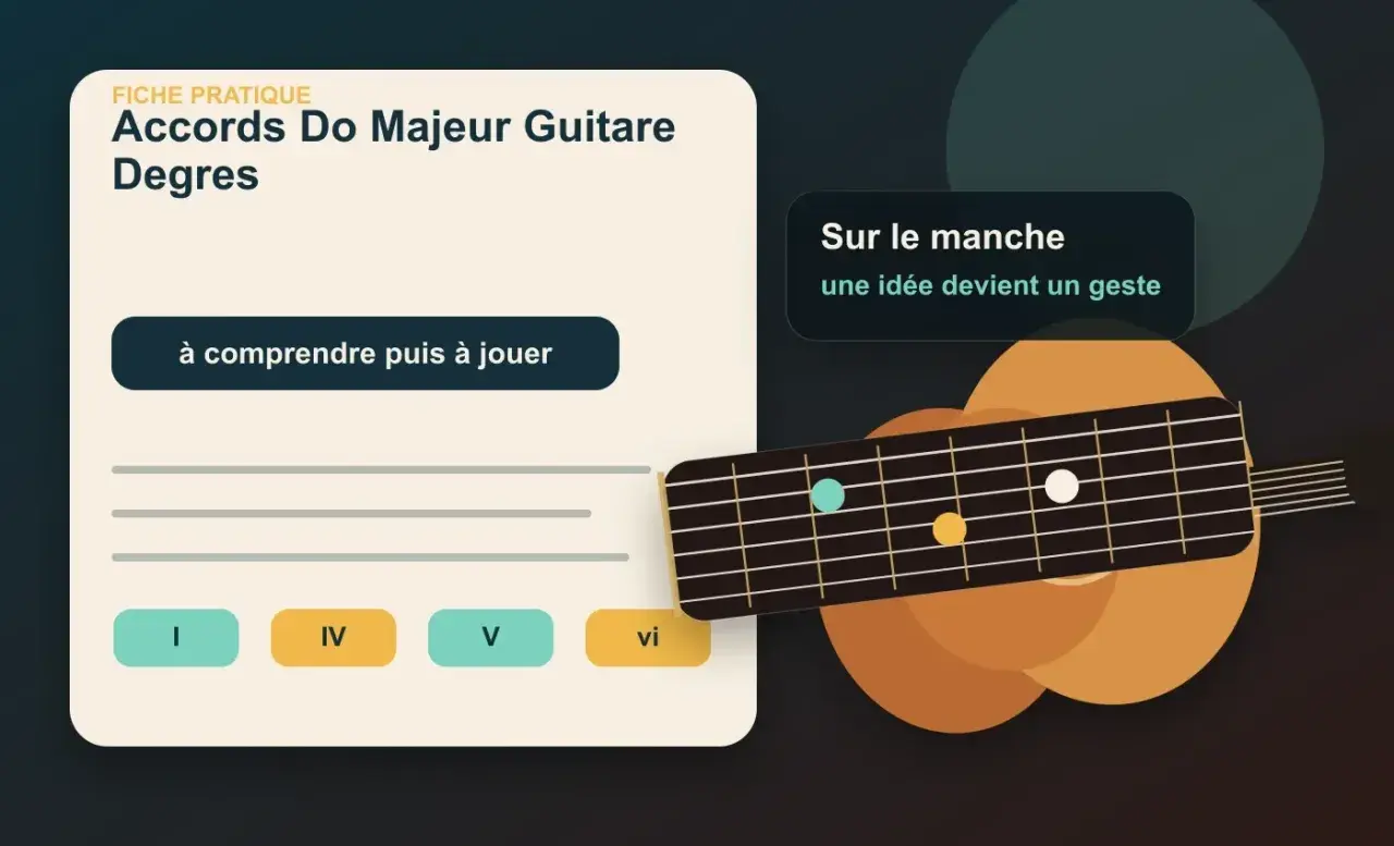 Apprenez les accords de Do Majeur à la guitare, de la gamme do ré mi fa sol la si do, sur le manche. Une idée devient un geste.
