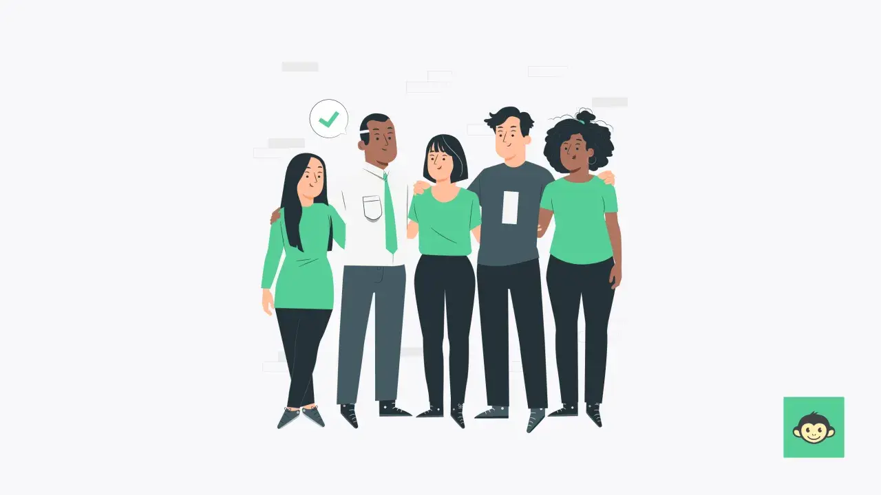 A diverse group of five friends stands together, arms around each other, showing what it means to value diversity.