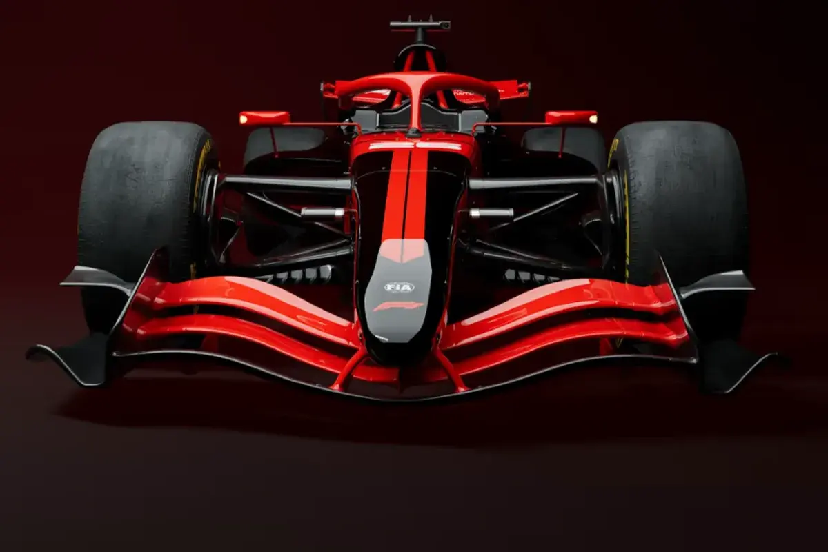 Roter und schwarzer Formel 1 Bolide, bereit für 300 km/h.