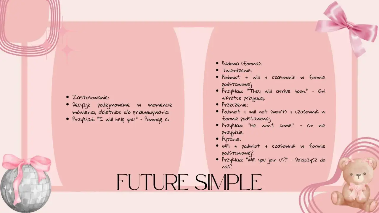 Notatki o Future Simple: budowa, zastosowanie i przykłady. To simply the best tłumaczenie zasad gramatyki angielskiej.