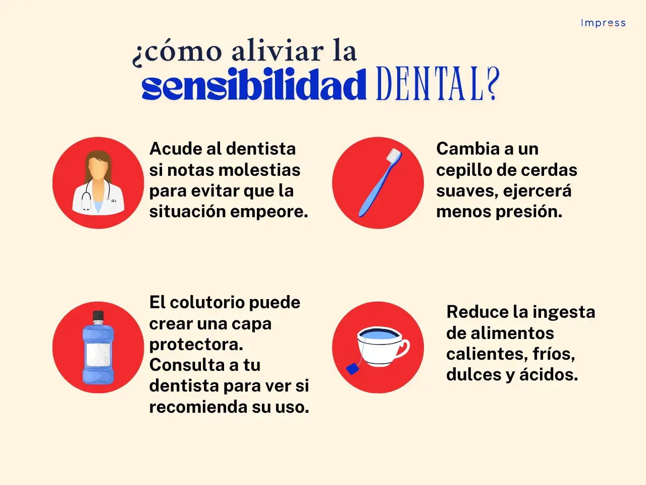 Consejos para aliviar la sensibilidad dental: visita al dentista, usa cepillo suave, colutorio y evita alimentos extremos. ¡Adiós a la dentera o tiricia!