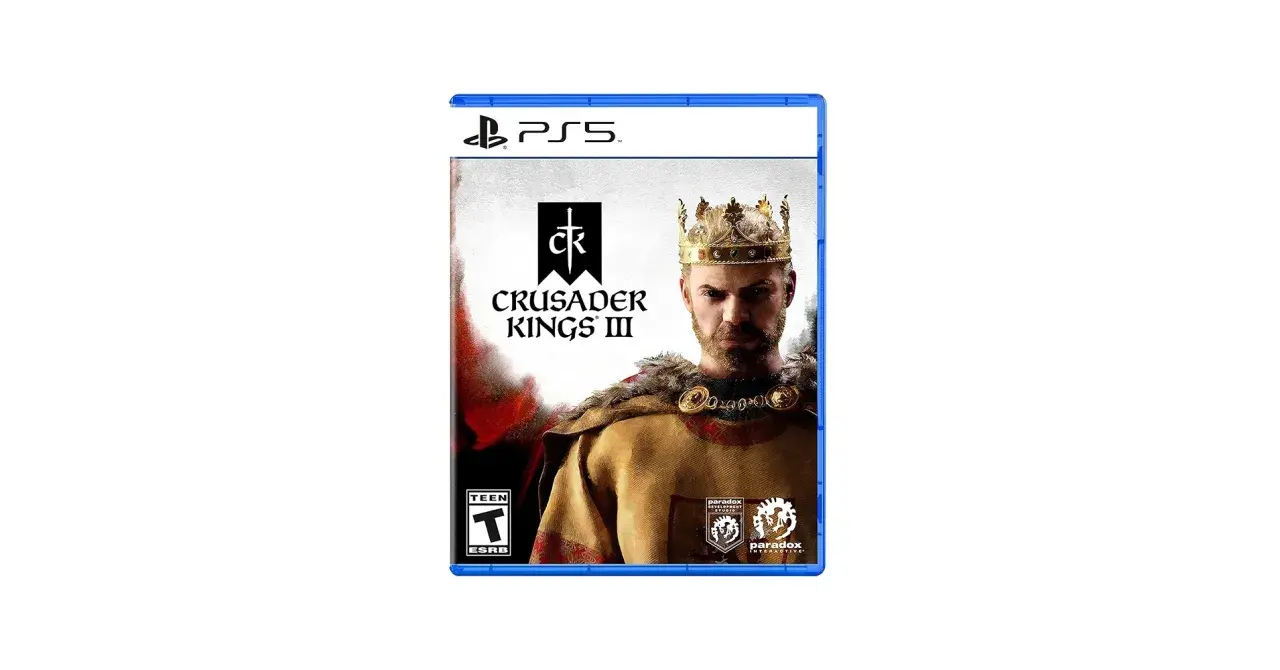 Okładka gry Crusader Kings III na PS5 z wizerunkiem króla.