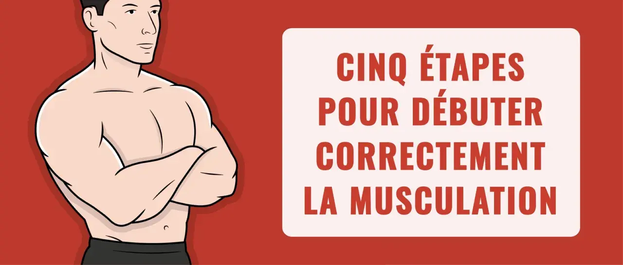 Un homme musclé pose, prêt à suivre un programme musculation débutant. Cinq étapes pour commencer la musculation correctement.