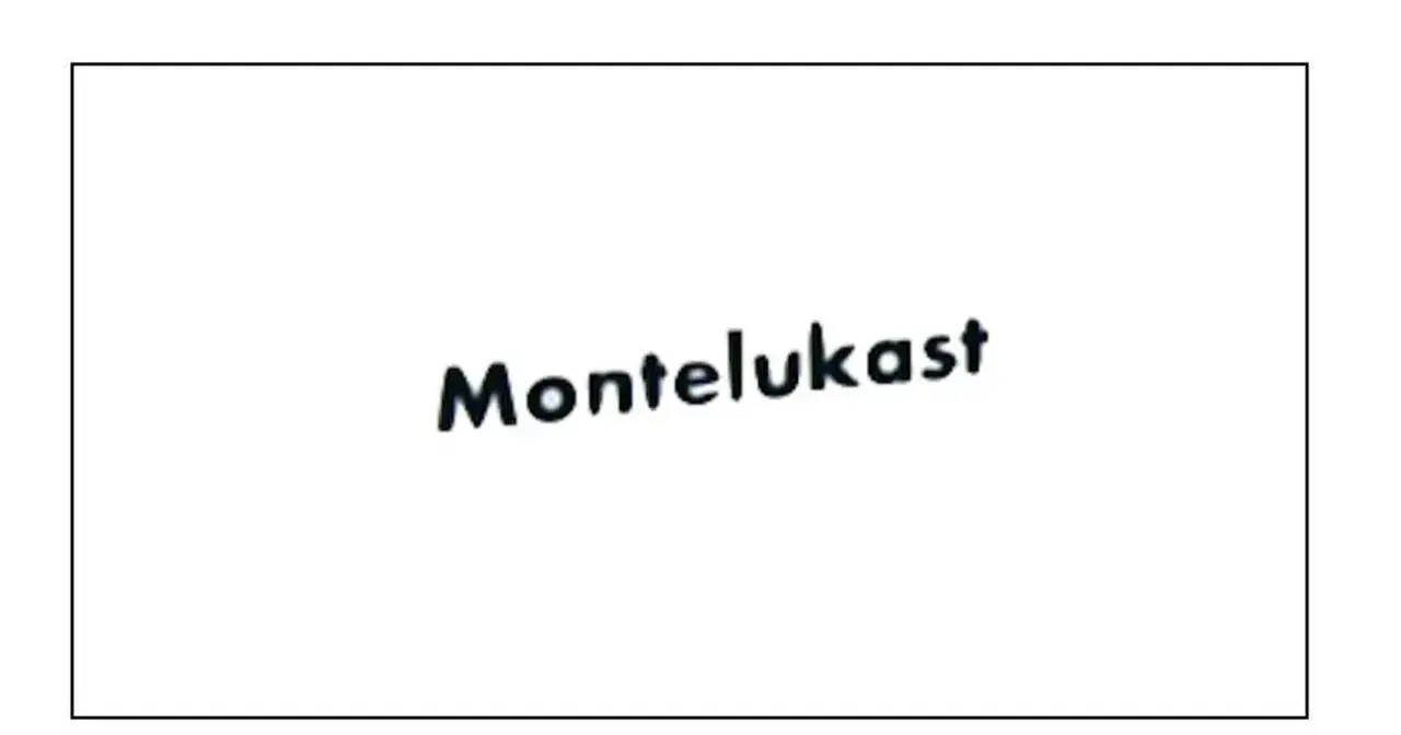 Napis "Montelukast" na białym tle.