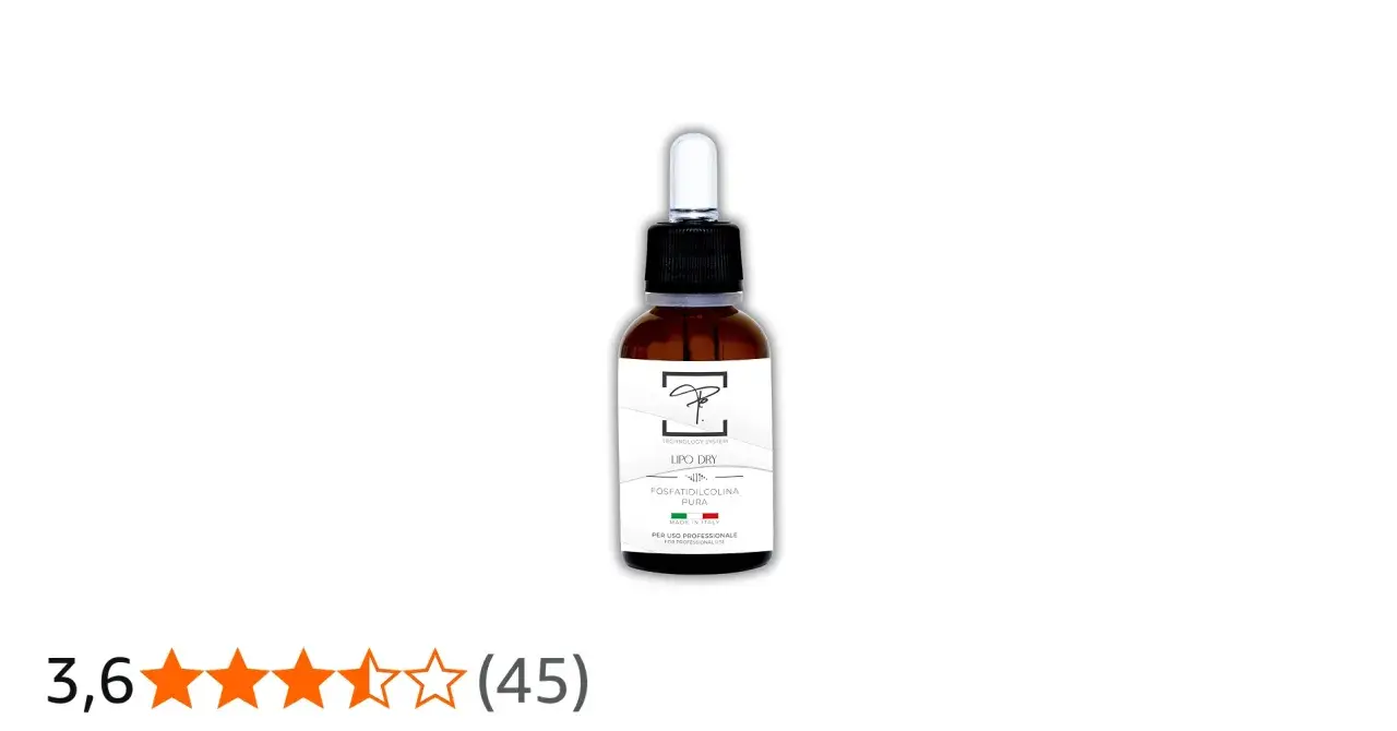 Flacone di fosfatidilcolina pura, LIPO DRY, con contagocce. Le opinioni dei clienti sono 3,6 stelle su 5.