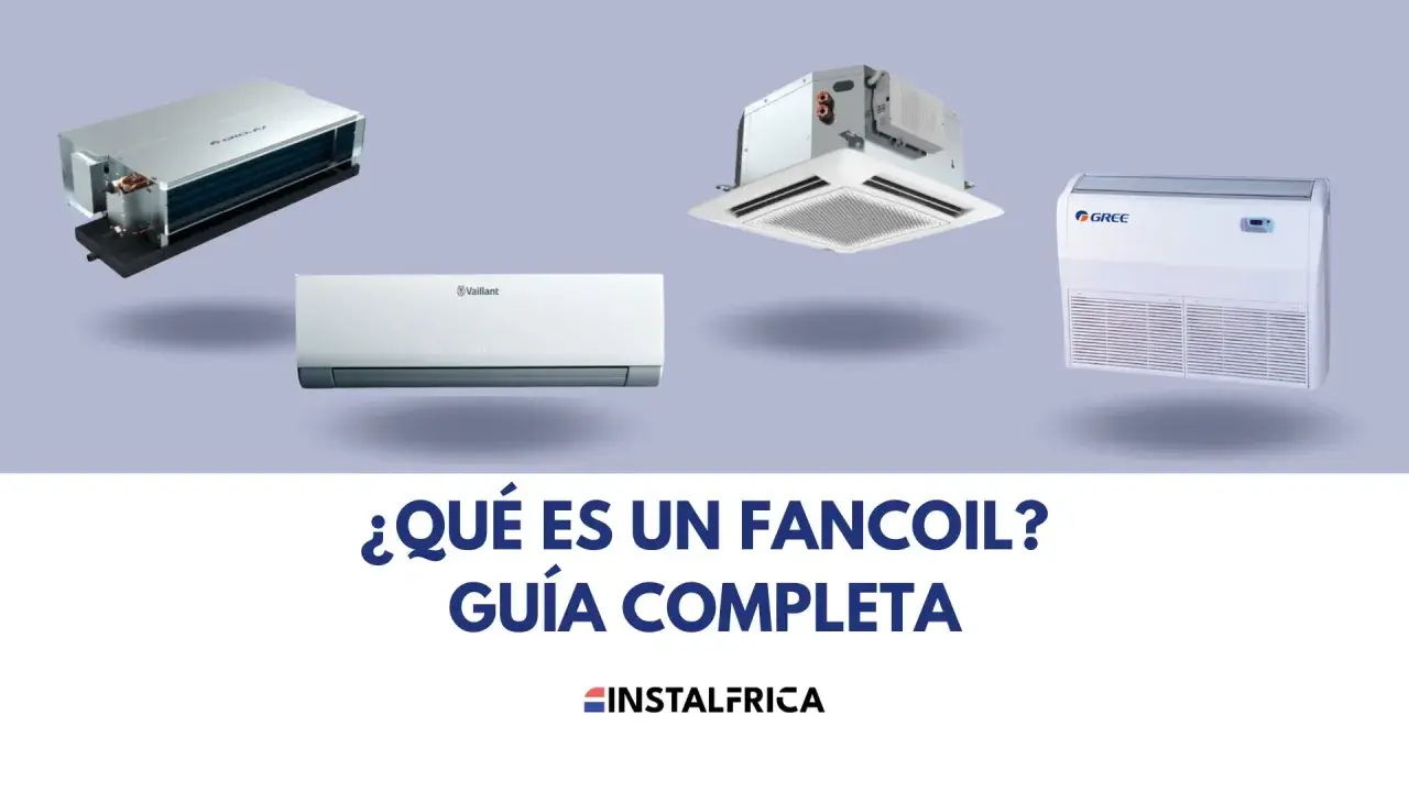 Diversos modelos de fancoil, unidades de aire acondicionado, ilustran el esquema enfriadora de agua.
