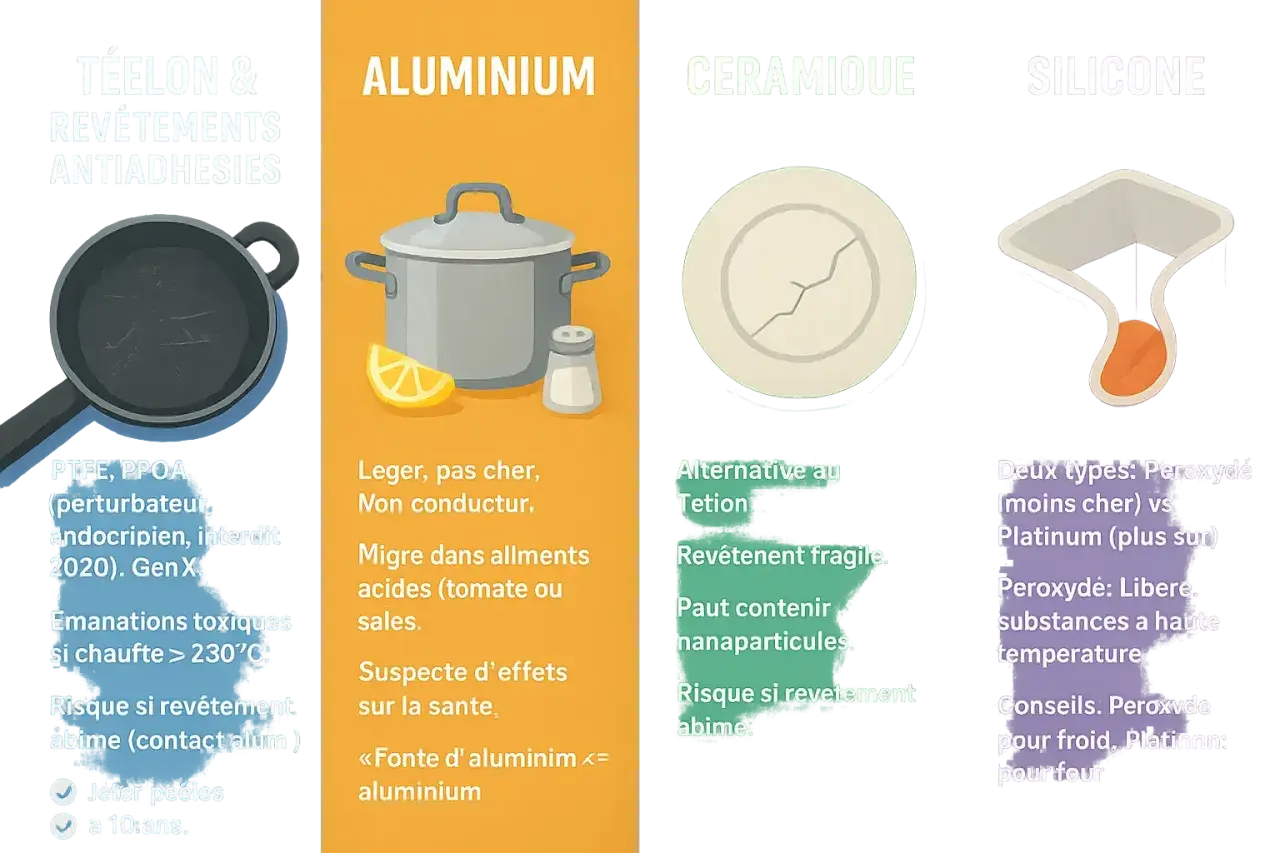 Comparaison des matériaux de cuisson : Téflon, aluminium, céramique, silicone. Quelles sont les meilleures casseroles pour la santé ? Le silicone est une bonne option.