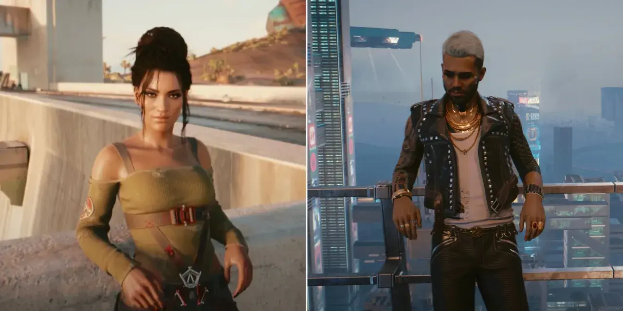 Kobieta i mężczyzna w stylu cyberpunk. Czy to początek ich romansu w Cyberpunk 2077?