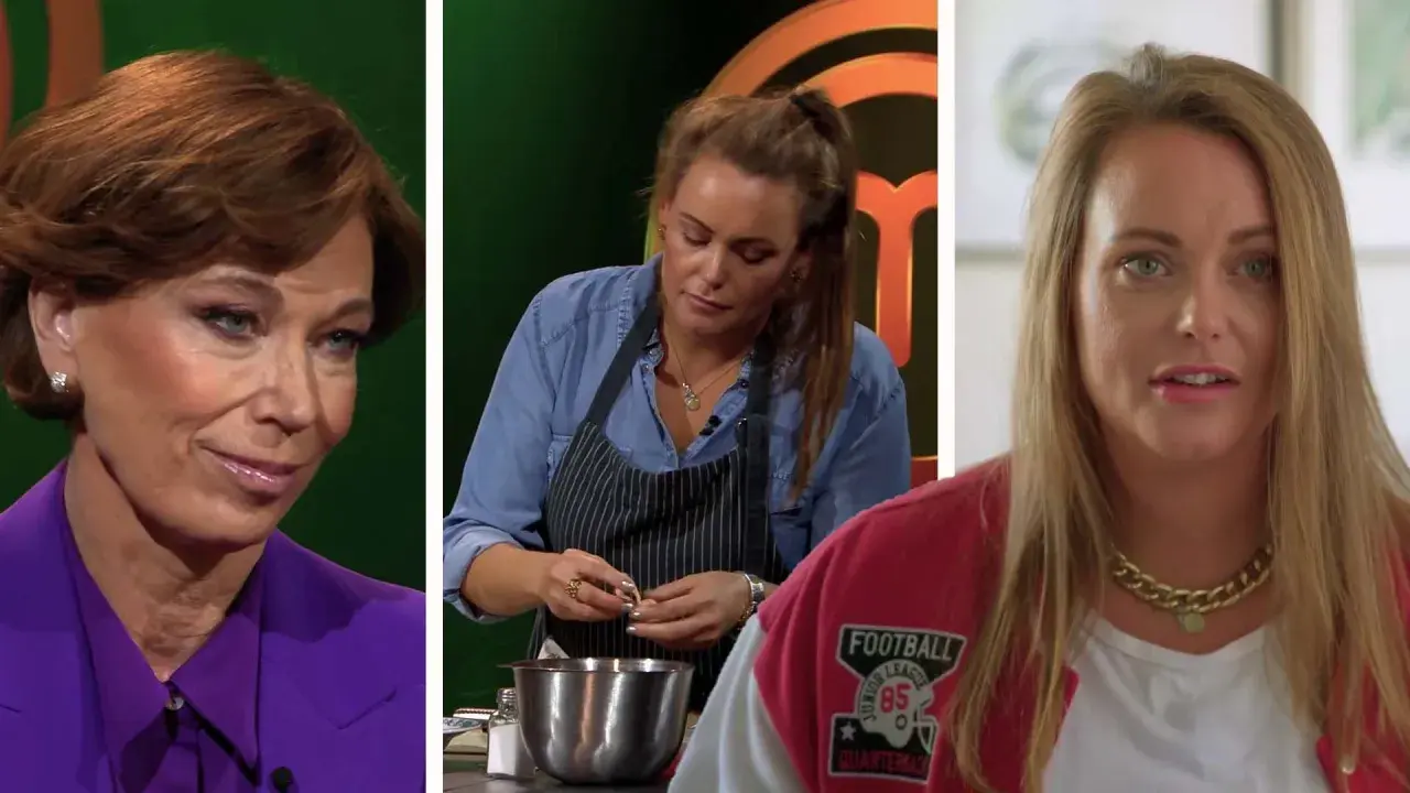 Tre kvinnor, en i lila kavaj, en i köksförkläde som lagar mat, och en i röd jacka. Kanske Josefine Freij är en av dem?