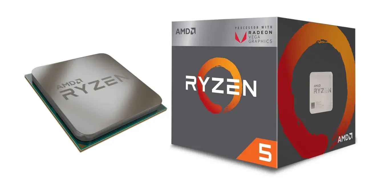 AMD Ryzen 5 2400G Prozessor mit Radeon Vega Grafik und Verpackung.