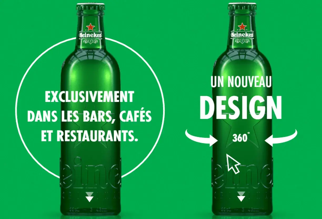 Pourquoi les bouteilles de bière sont vertes ? Pour protéger la bière de la lumière. Ici, deux bouteilles Heineken vertes, l'une avec un message exclusif, l'autre un nouveau design.