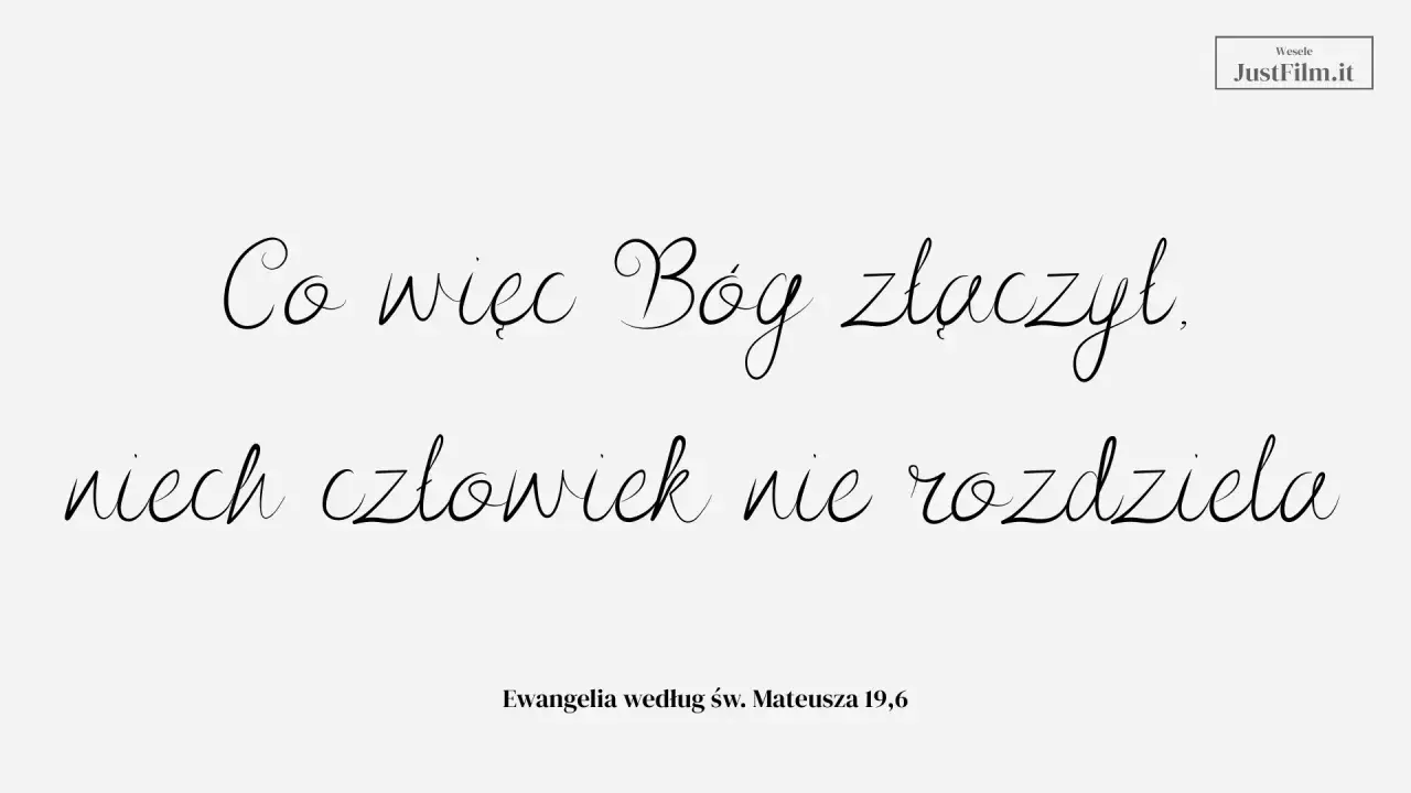 Piękne krótkie cytaty ślubne: "Co więc Bóg złączył, niech człowiek nie rozdziela." Ewangelia wg św. Mateusza 19,6.