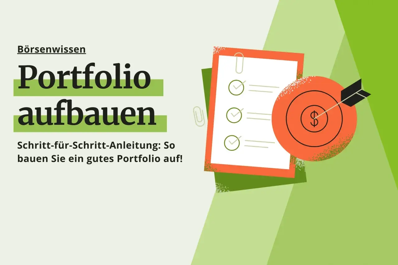Börsenwissen: Portfolio aufbauen. Schritt-für-Schritt-Anleitung für ein gutes Portfolio mit Zielscheibe und Dollarzeichen.