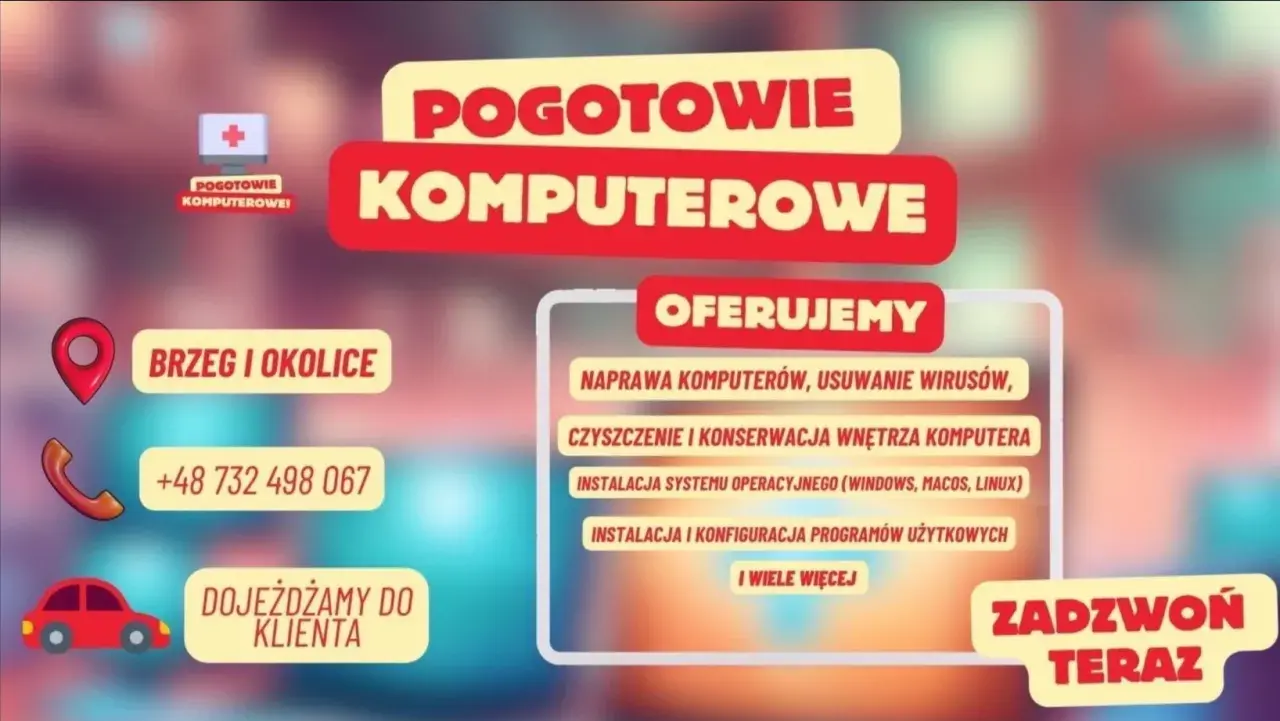Pogotowie komputerowe Brzeg i okolice. Naprawa, czyszczenie, instalacja systemów i programów. Zadzwoń teraz!