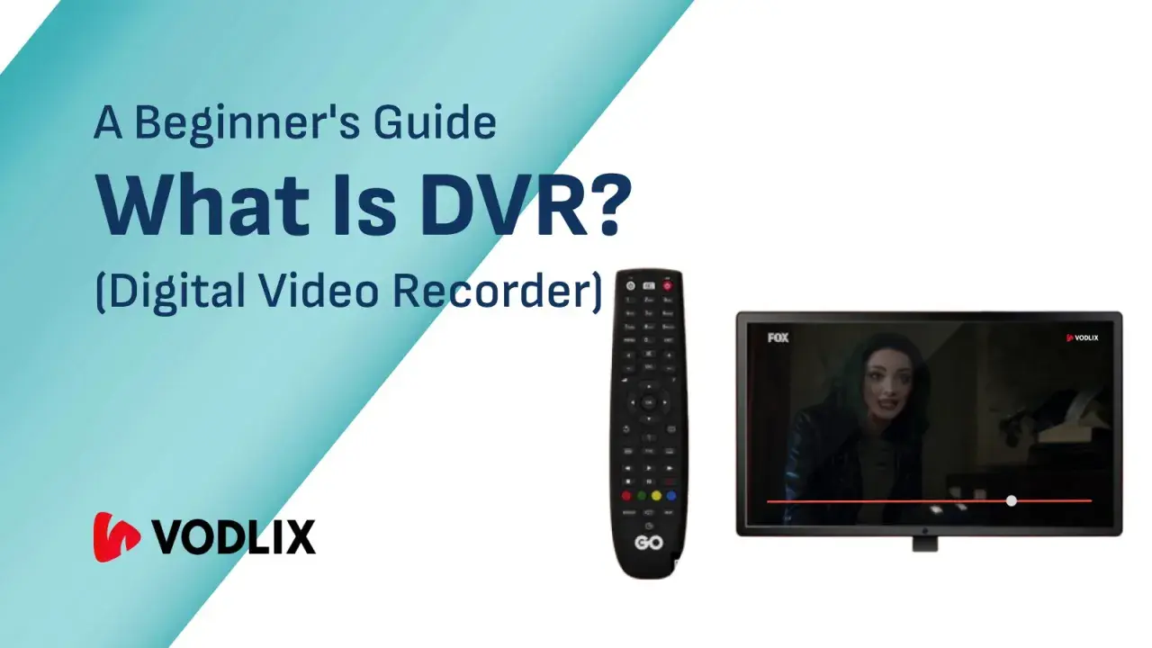 Guía para principiantes: ¿qué es un DVR? Muestra un control remoto y un televisor con una serie.