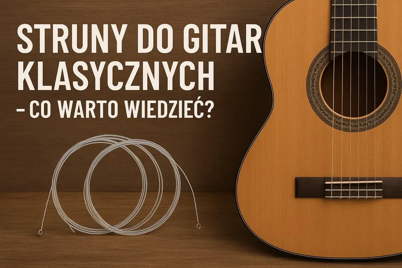 Nowe struny w gitarze klasycznej, lśniące i gotowe do gry.