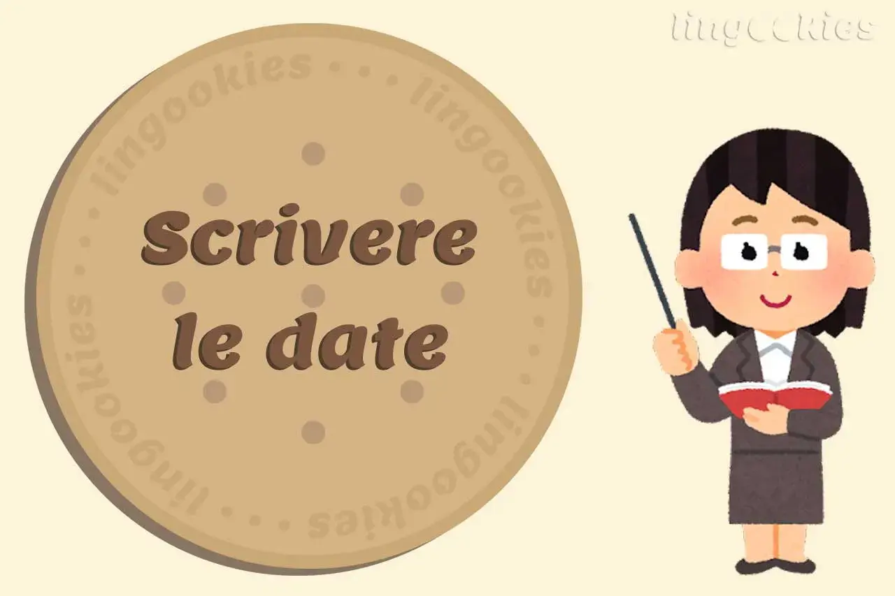 Una maestra spiega come scrivere data in inglese, con giorno della settimana, su un biscotto Lingookies.