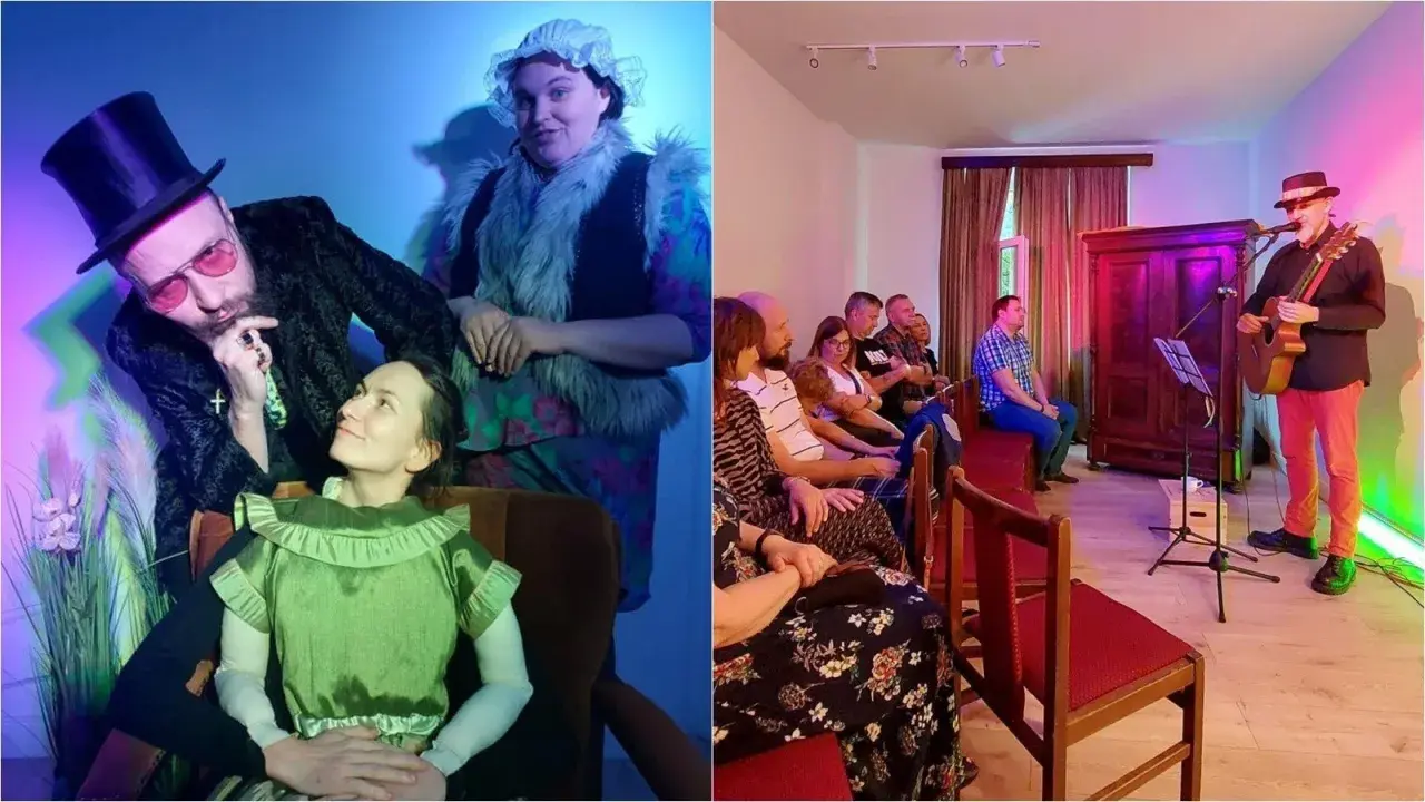 Aktorzy w Bytomiu przygotowują się do spektaklu. Na scenie muzyk gra dla publiczności. Repertuar teatru zapowiada się ciekawie.