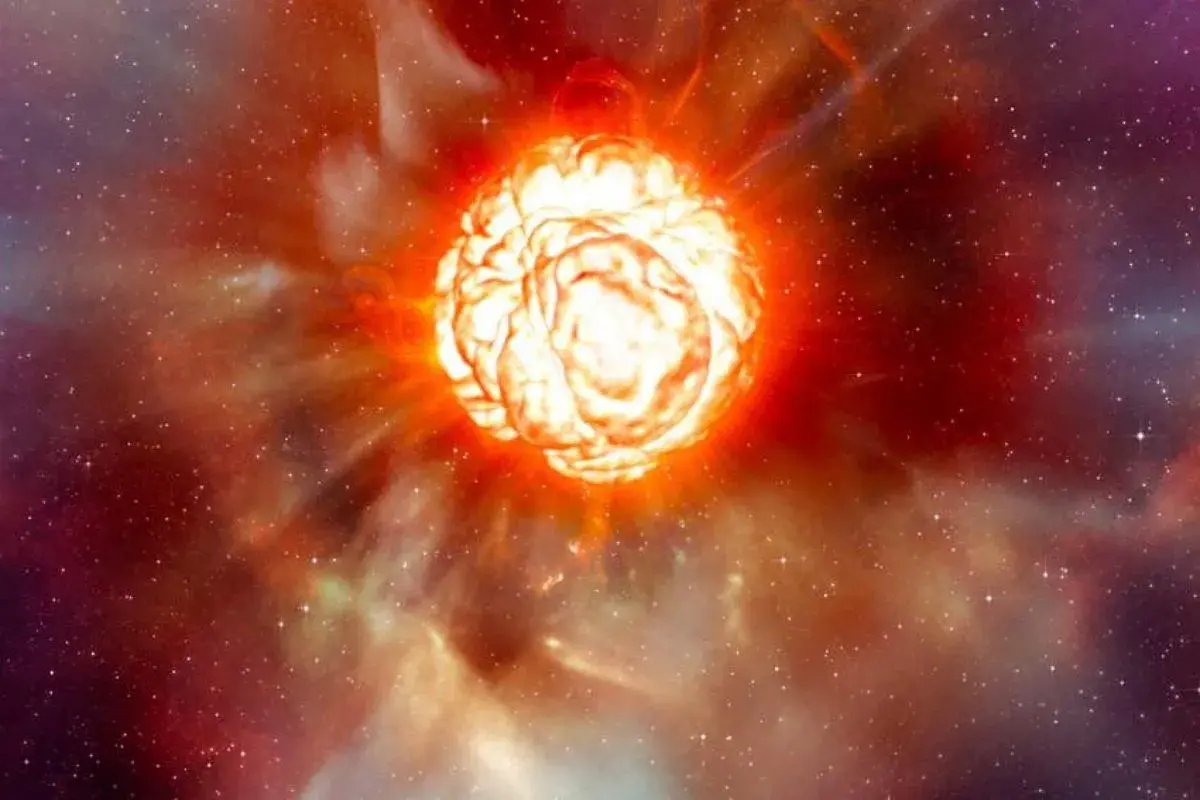 Jasna, wybuchająca Betelgeza, zapowiadająca spektakularną supernową. Kosmiczny pokaz siły.