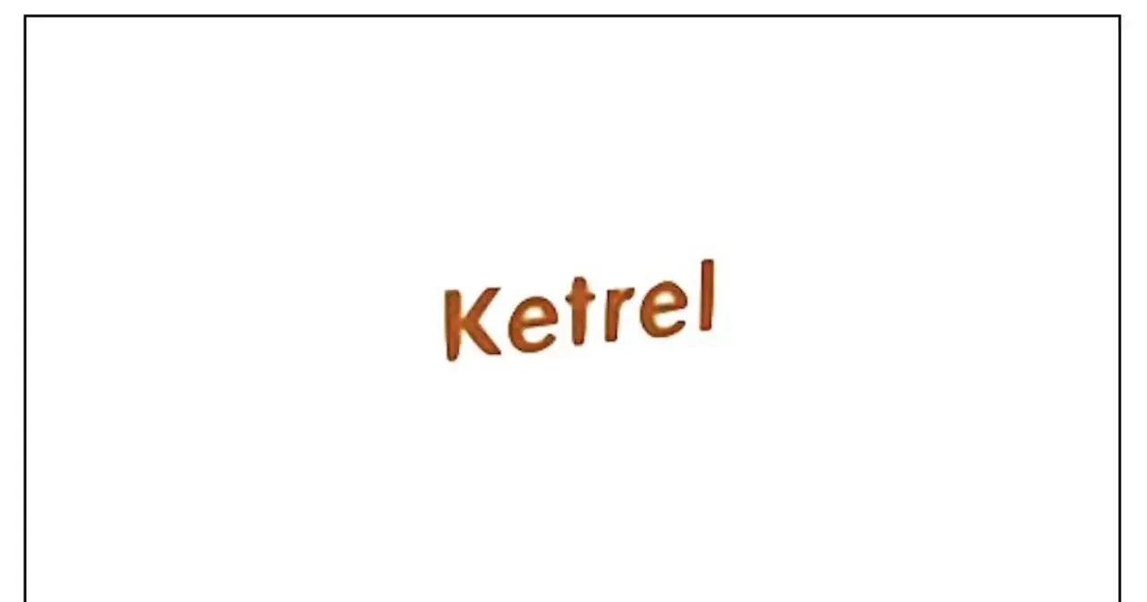 Napis "Ketrel" w kolorze brązowym, sugerujący lek Ketrel 25 mg.