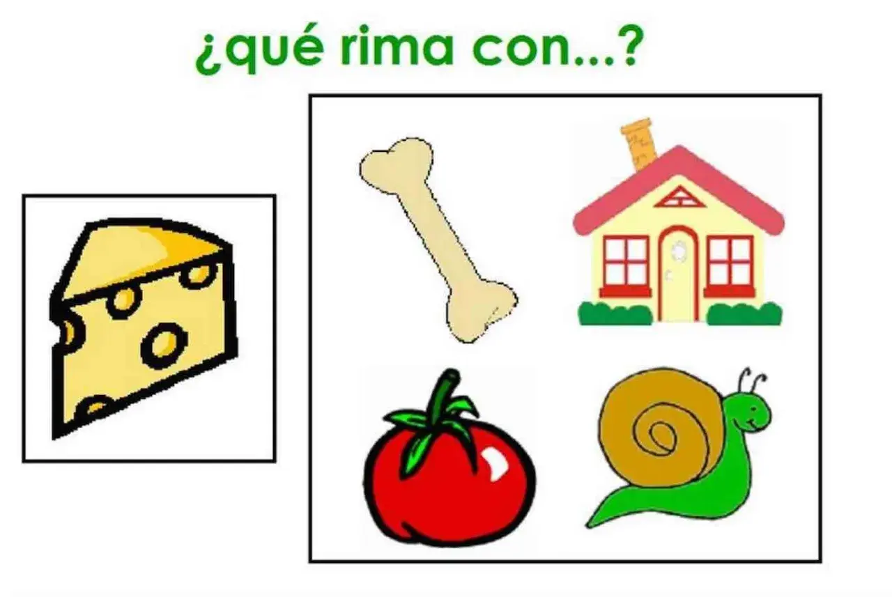 ¿Qué rima con queso? Un hueso, una casa, un tomate o un caracol. Ejercicio de conciencia fonológica infantil.