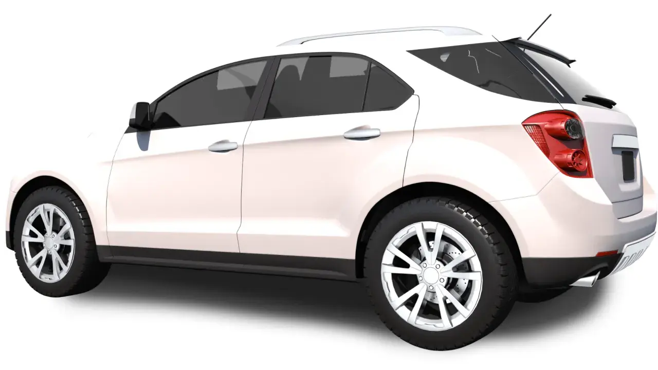 Biały SUV z przyciemnianymi szybami, idealny na impuls leasing. Elegancki design i sportowe felgi.