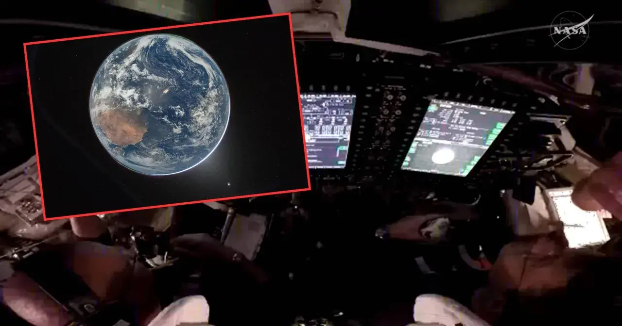 Widok Ziemi z kosmosu, widziany z wnętrza statku kosmicznego NASA. To pokazuje, co to jest NASA - agencja badająca kosmos.