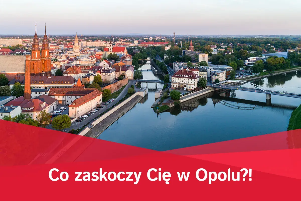 Widok na Opole z lotu ptaka: katedra, rzeka Odra i mosty. Odkryj opolskie atrakcje!