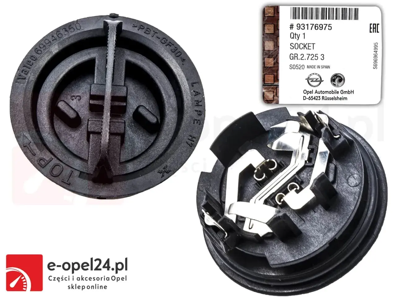 Gniazdo żarówki H7 do Opel Corsa C. Oryginalna część z numerem 93176975, idealna do wymiany żarówki przód.