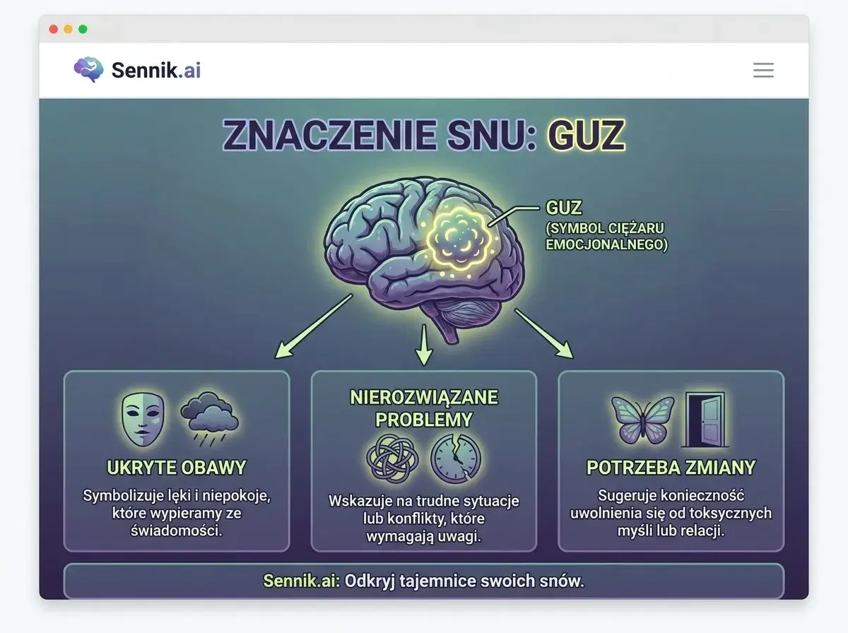 Sen o guzie symbolizuje ciężar emocjonalny, ukryte obawy i nierozwiązane problemy. To znak, że potrzebujesz zmiany.