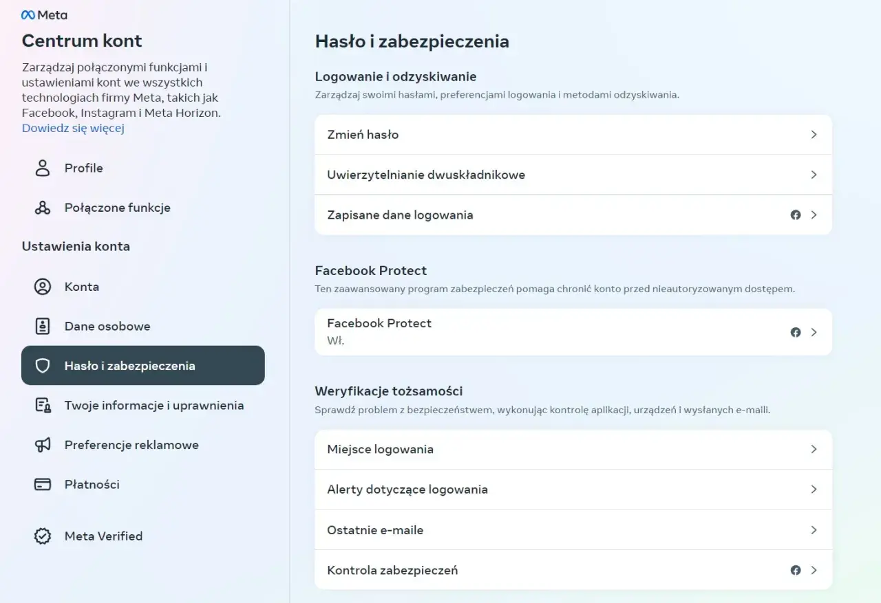Jak sprawdzić aktywność na FB? W centrum kont Meta, w sekcji "Hasło i zabezpieczenia", znajdziesz opcje dotyczące logowania, uwierzytelniania dwuskładnikowego i Facebook Protect.