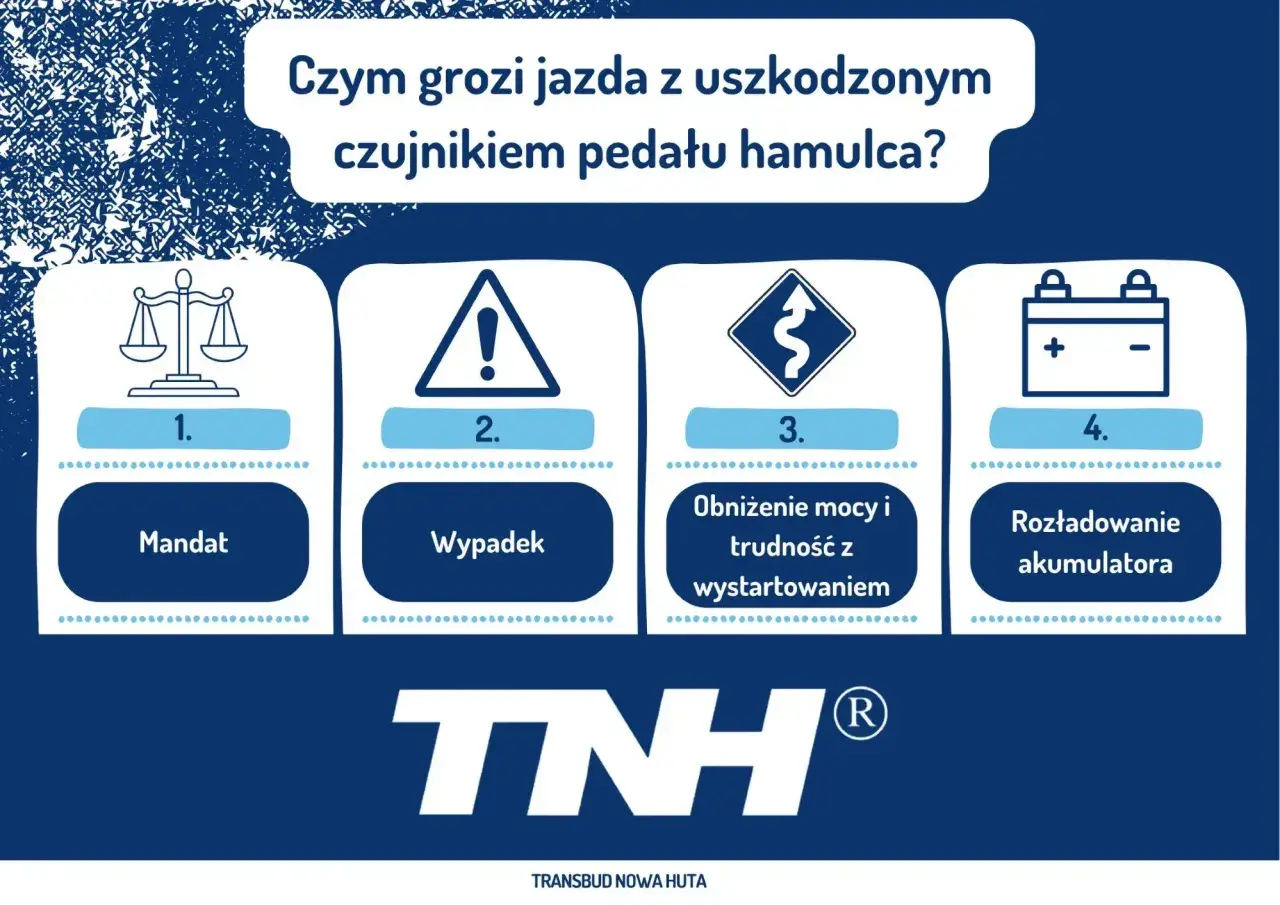 Uszkodzony czujnik stopu objawy: mandat, wypadek, trudności z wystartowaniem, rozładowanie akumulatora.