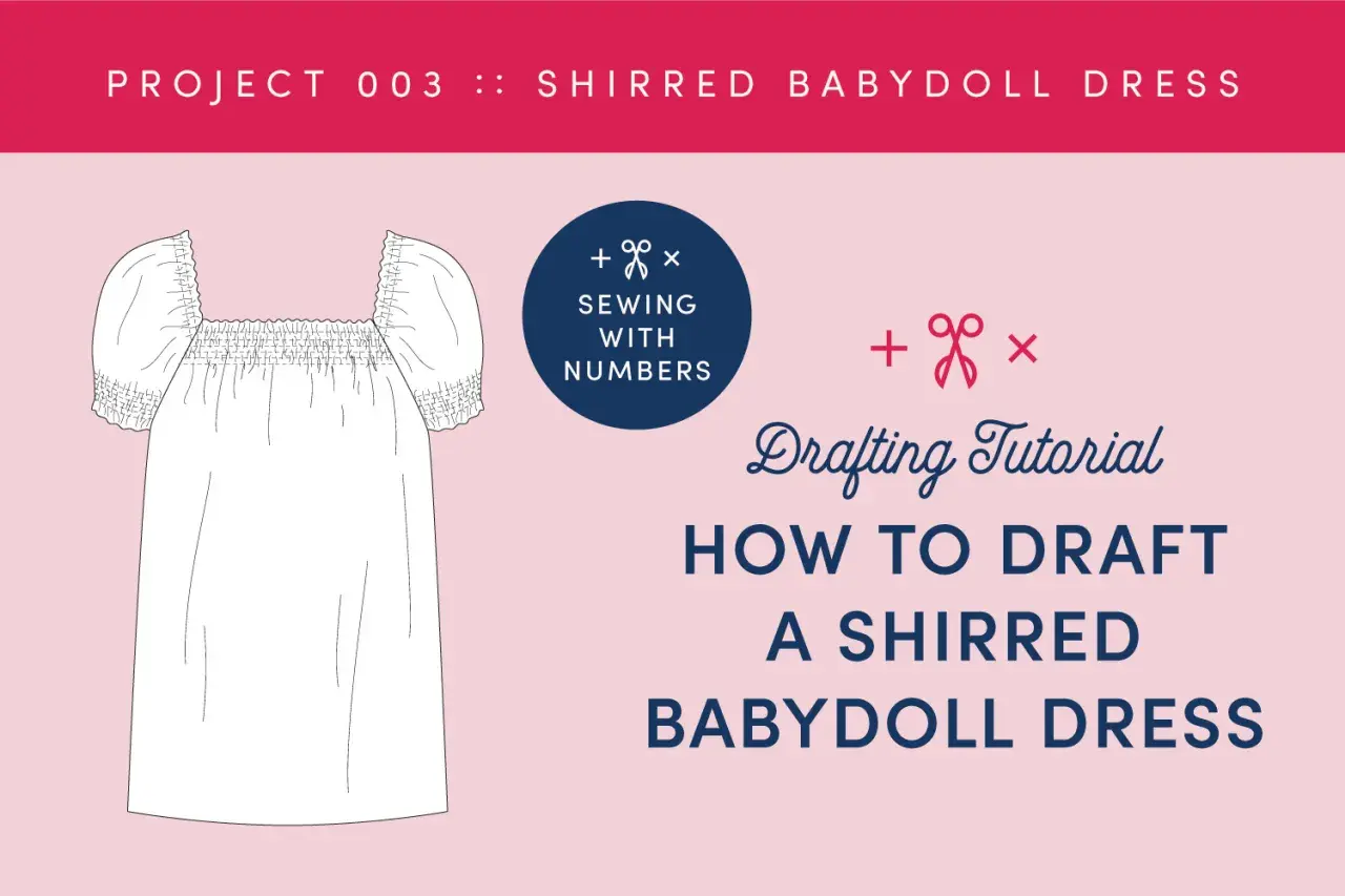 Learn to draft a step by step simple dress pattern for beginners. This tutorial shows how to draft a shirred babydoll dress.