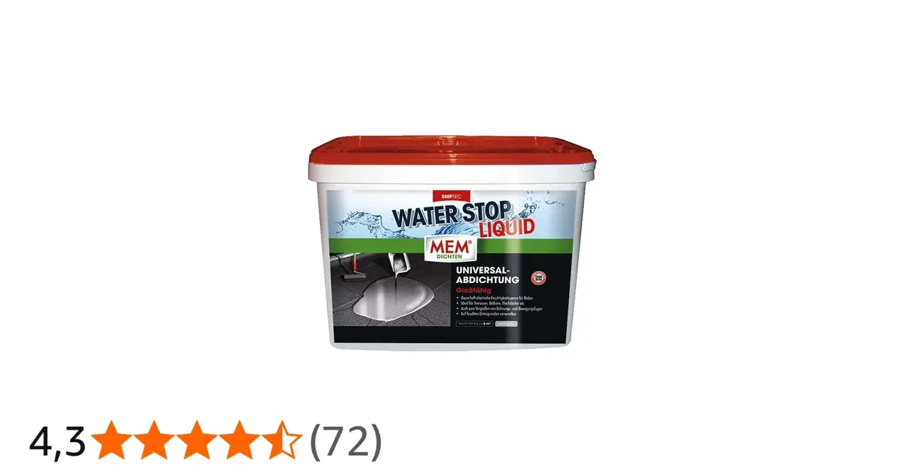 MEM Water Stop Liquid: Gießfähige Universal-Abdichtung. Positive Erfahrungen mit diesem Produkt zur Feuchtigkeitssperre für Böden.
