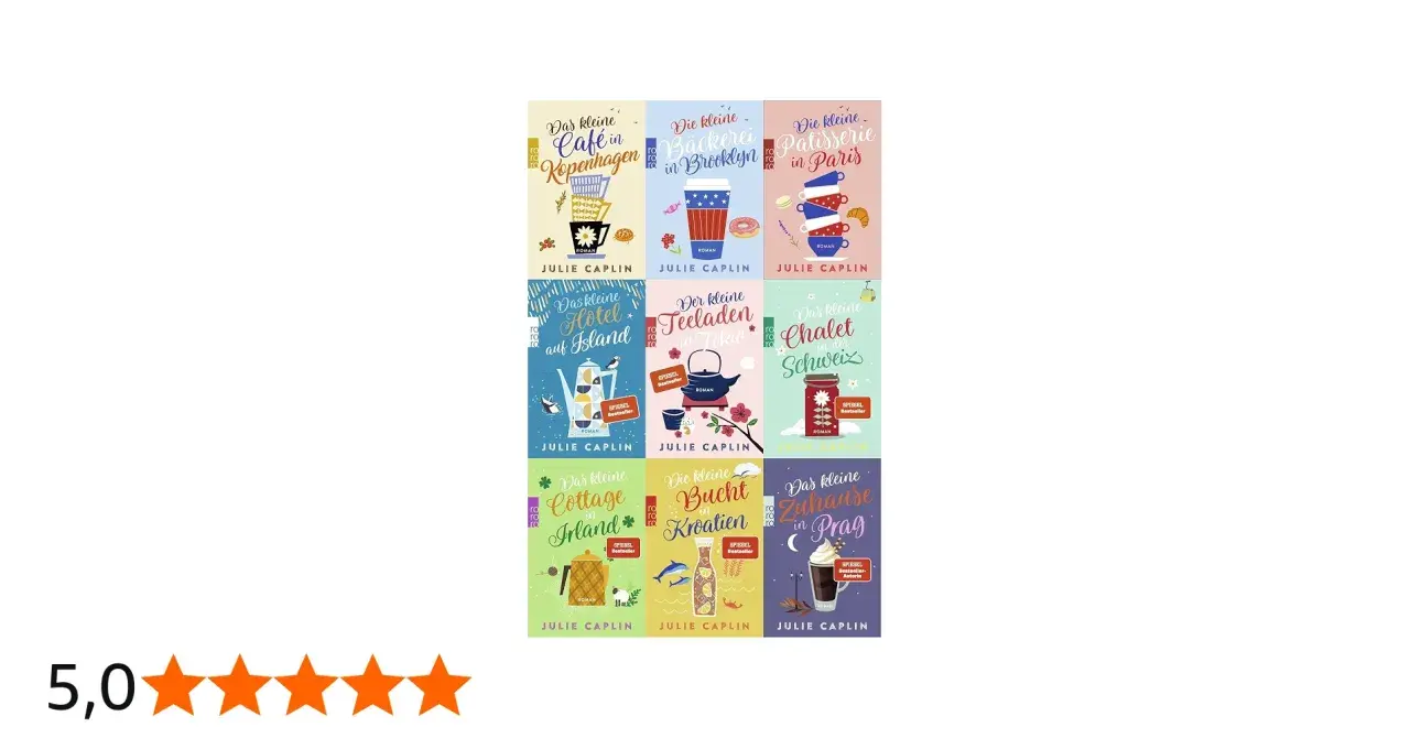 Die Buchreihe von Julie Caplin: "Das kleine Café in Kopenhagen", "Die kleine Bäckerei in Brooklyn", "Die kleine Patisserie in Paris", "Das kleine Hotel auf Island", "Der kleine Teeladen in Tokio", "Das kleine Chalet in der Schweiz", "Das kleine Cottage...