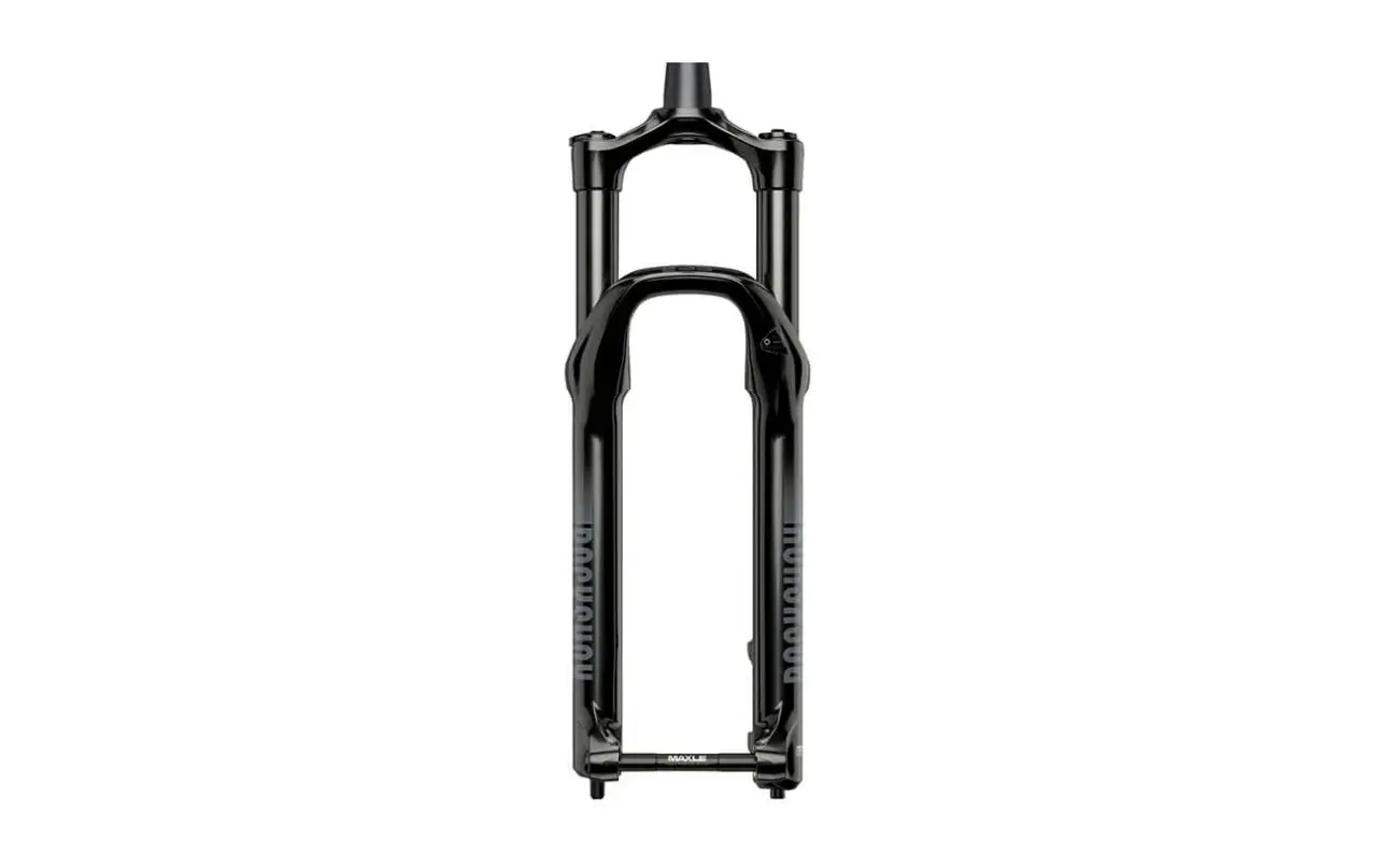 A black RockShox 35 Gold RL suspension fork, ready for trail riding. Its weight is optimized for performance.