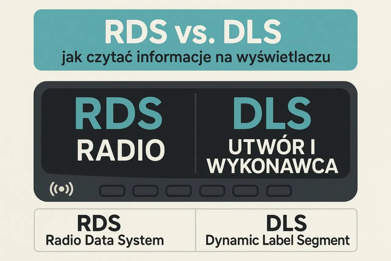 RDS vs. DLS: jak czytać informacje na wyświetlaczu. RDS Radio Data System wyświetla nazwę stacji, DLS utwór i wykonawcę.