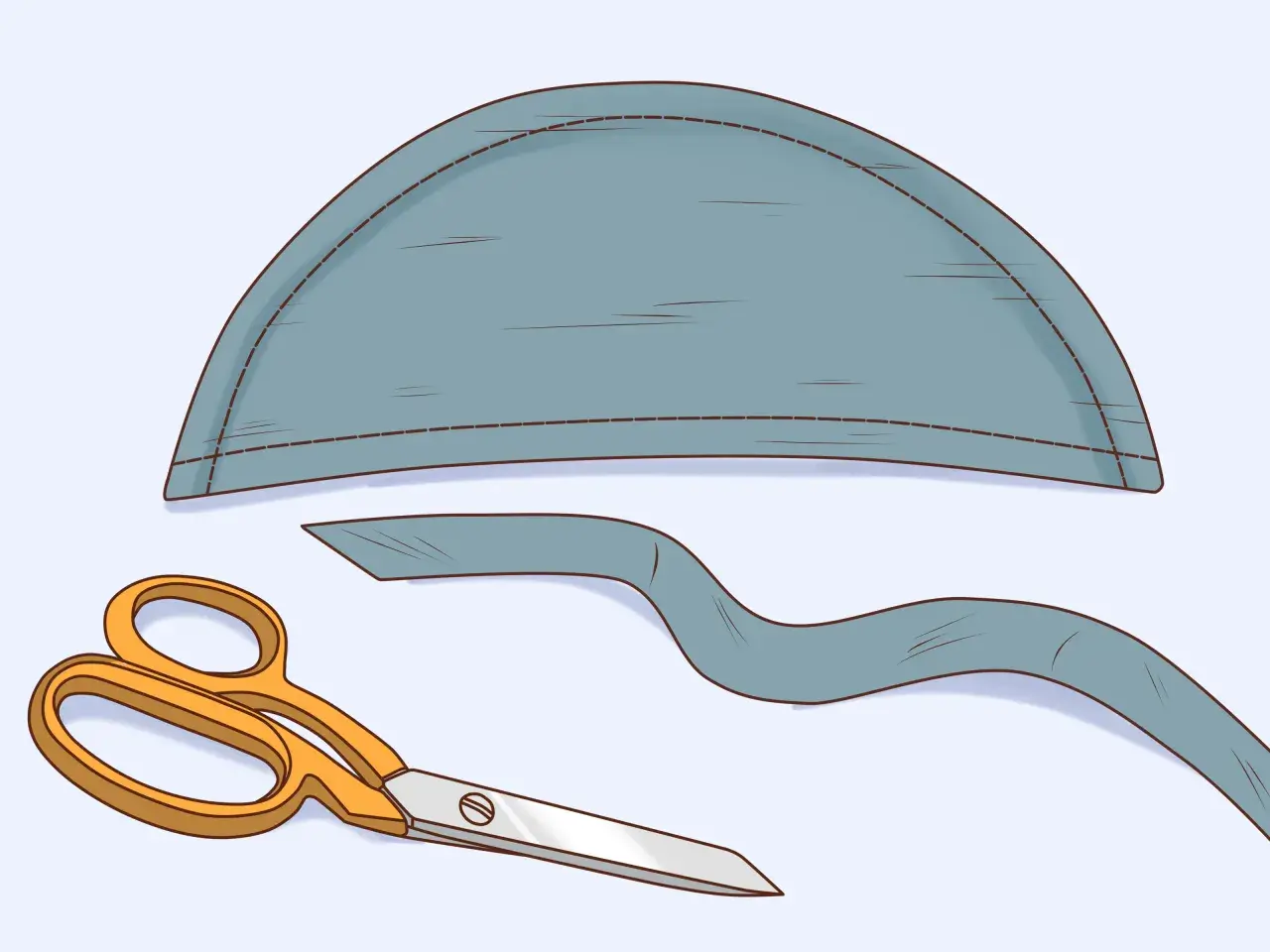 Sewn fabric pieces and scissors, ready to learn how to make shoulder pads.