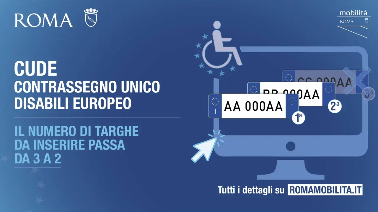 CUDE: il contrassegno invalidi europeo. Il numero di targhe da inserire passa da 3 a 2.