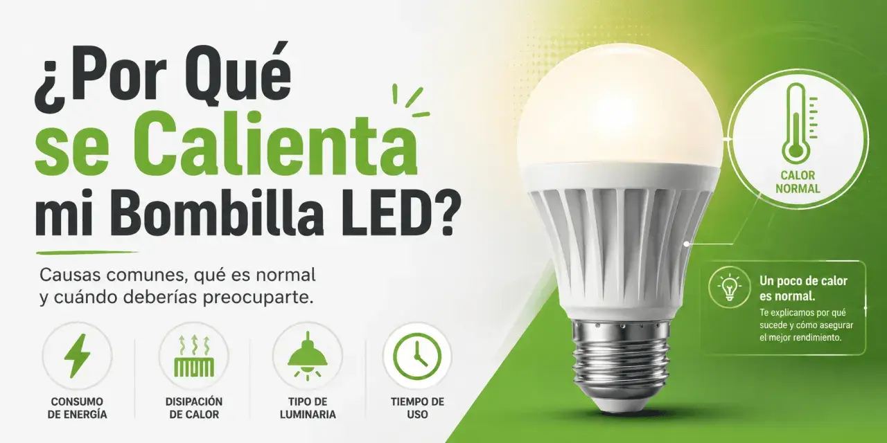 ¿Por qué se calienta mi bombilla LED? Un poco de calor es normal. Explica causas comunes, disipación de calor y tiempo de uso.