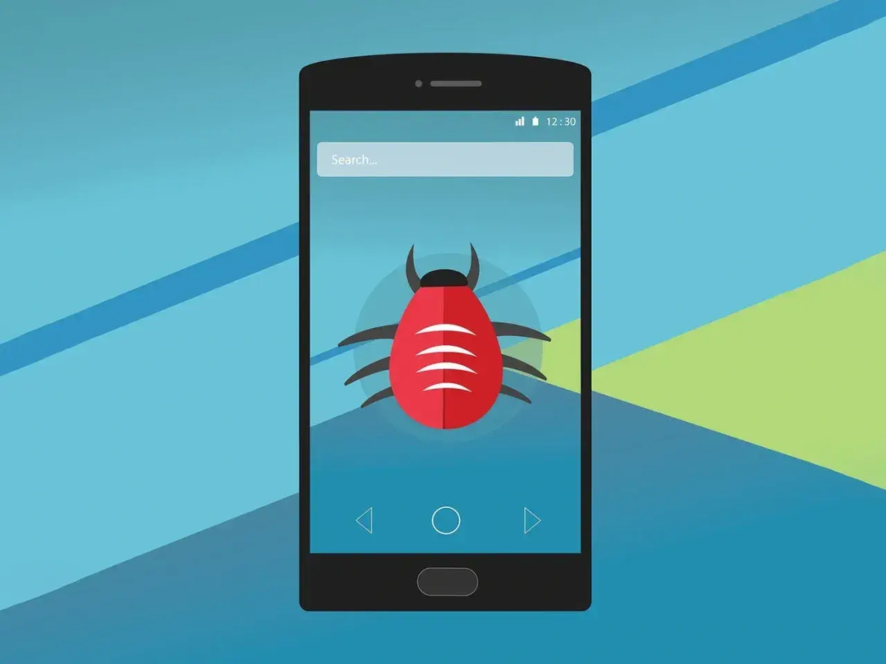 Grafika przedstawia smartfon z czerwonym robakiem na ekranie, symbolizującym problem. Może to być wskazówka, jak wyłączyć Avast, gdy powoduje kłopoty.