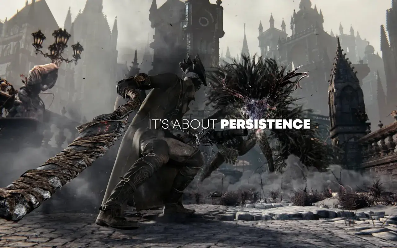 Łowca z Bloodborne 2 walczy z potworem w mrocznym mieście. "To kwestia wytrwałości".
