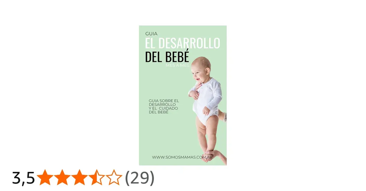 Guía "El desarrollo del bebé mes a mes", con un tierno bebé sonriendo. Ideal para padres que buscan información sobre el desarrollo infantil.