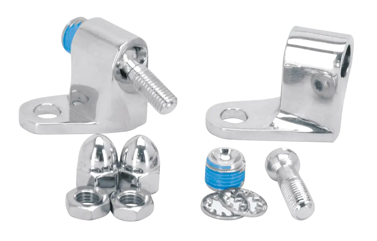 Staffe frecce moto cromate, con bulloni e dadi, per personalizzare la tua moto.